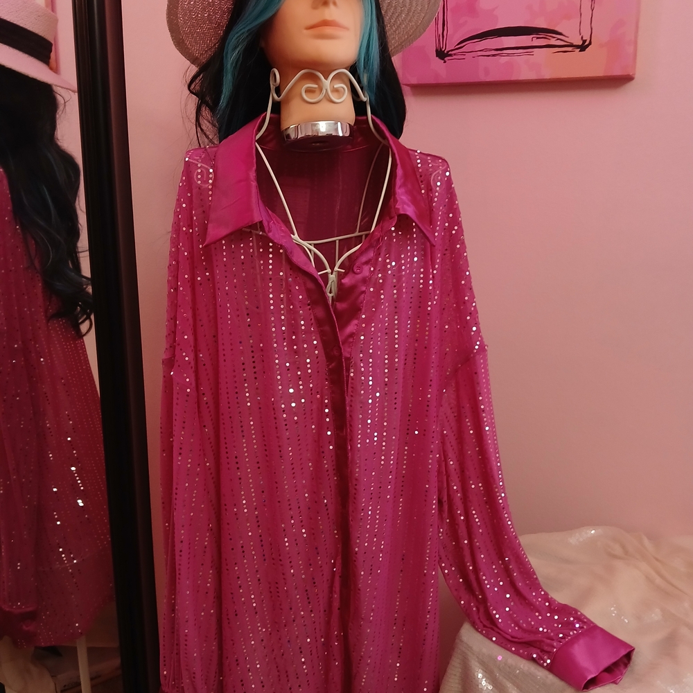 SHEIN Pink Sequin Top